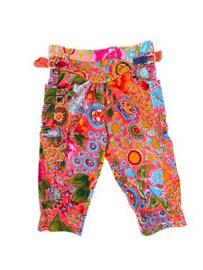 Oilily Vintage Girl Velvet Pants Bright Colorful Bohemian Funky Artsy 104 4Y
